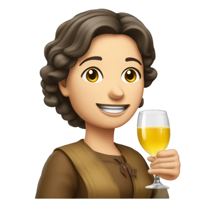 Brünette Frau mit Weißwein in der Hand  sticker