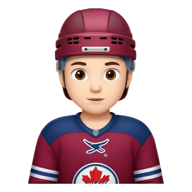 Cute cartoon hockey player sticker pack, wearing бордовый and темно синий uniform, for a children's team. sticker
