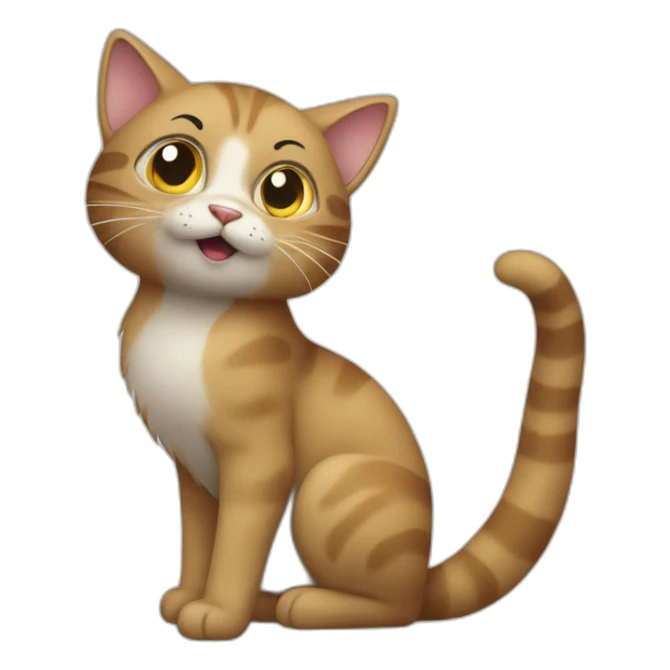 cat with his tail coming of his chest sticker