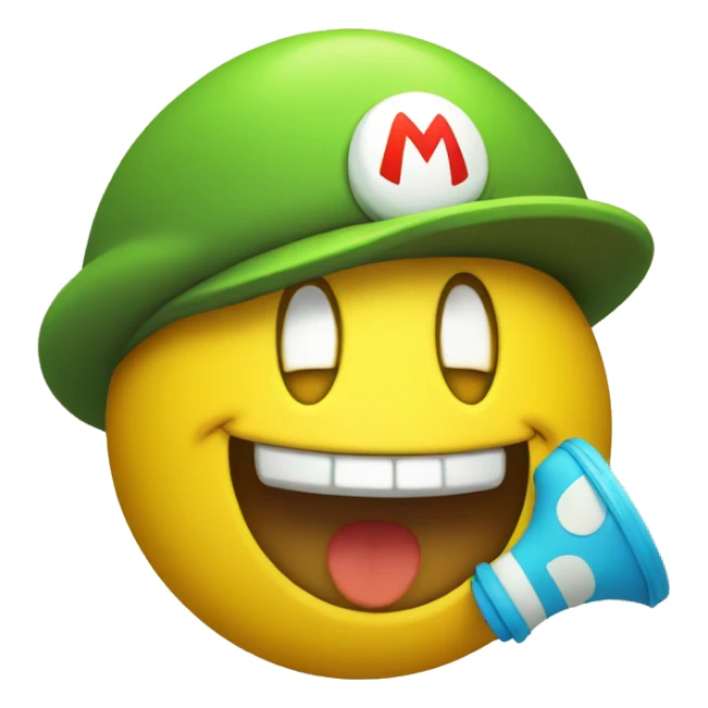 yellow happy face emoji with super mario hat sticker