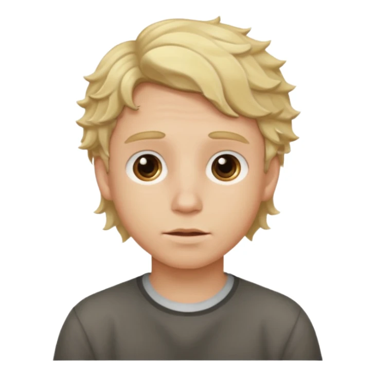 boy with wavy blonde hair, neutral expression sticker