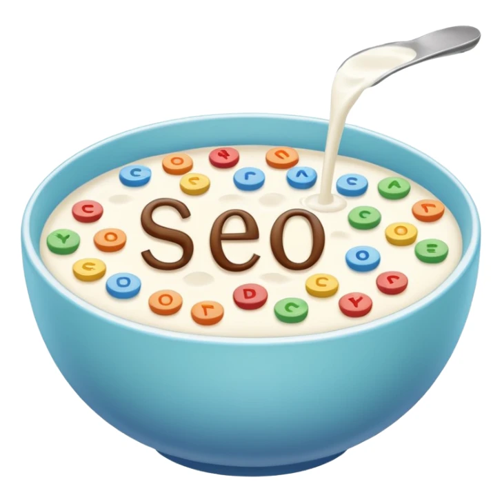 milk with letter cereals inside spelling SEO sticker