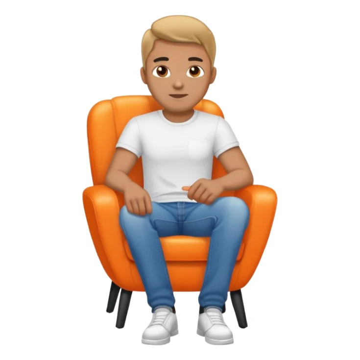 A man who sits on two orange chairs sticker