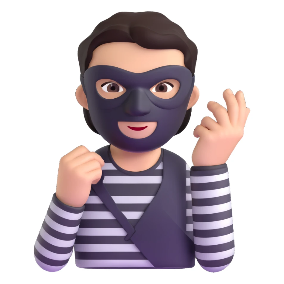 robber with black mask and striped shirt sticker