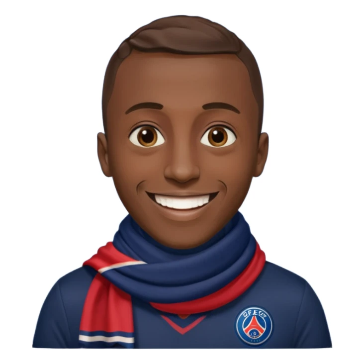 Matuidi with a big smile wearing PSG scarf sticker