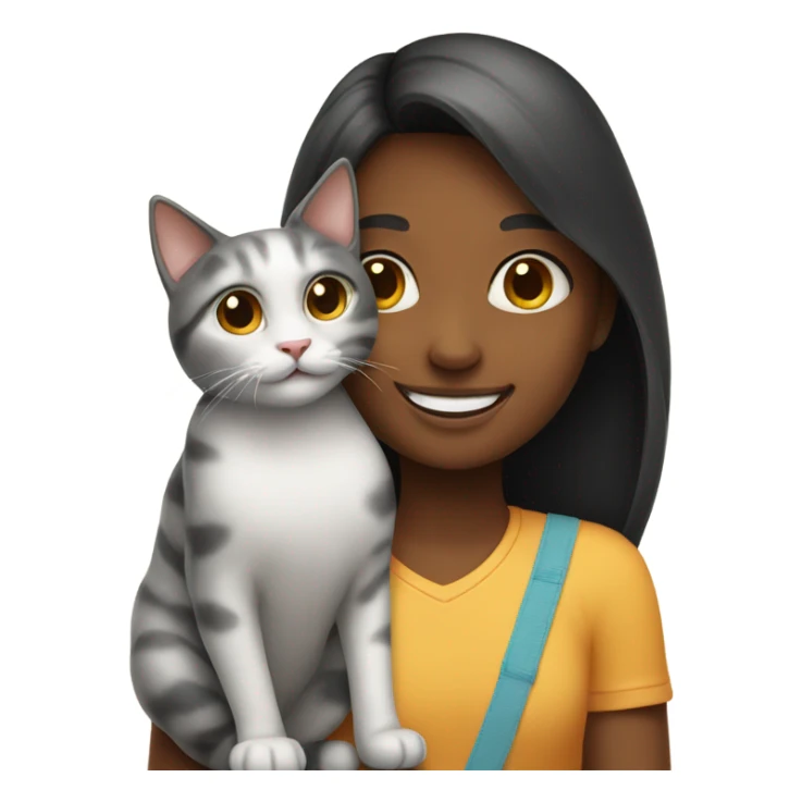 smiling girl with cat indoors sticker