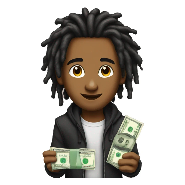 young hustler with money with dread lock hair sticker