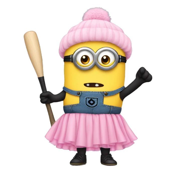 minion with pink tutu on holding a bat sticker