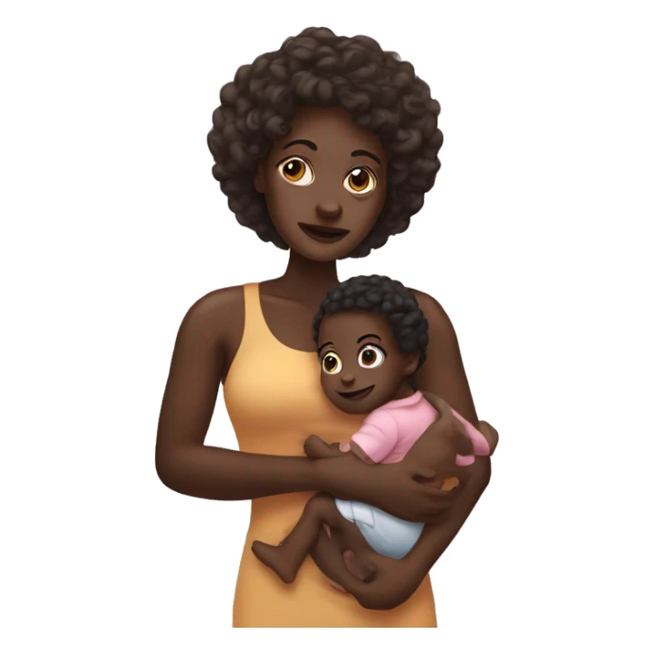 Dark skin mom with mixed baby sticker