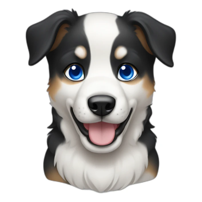 black, white and fire puppy american sheperd with blue eyes sticker