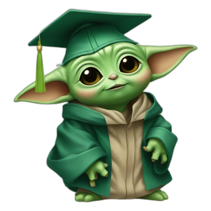baby yoda with a mortarboard, celebreating sticker