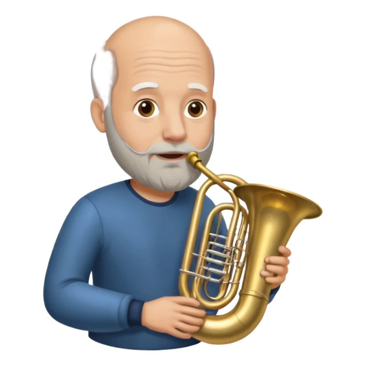 große Tuba, von glatzköpfigen graubärtigem Mann gespielt sticker