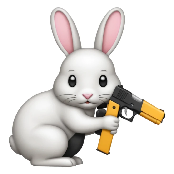 Crea un emoji de un conejo sosteniendo una glok sticker
