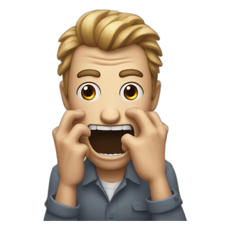 A man acting like a monster with his hand and his face says grrr. Both hands are visible !  sticker