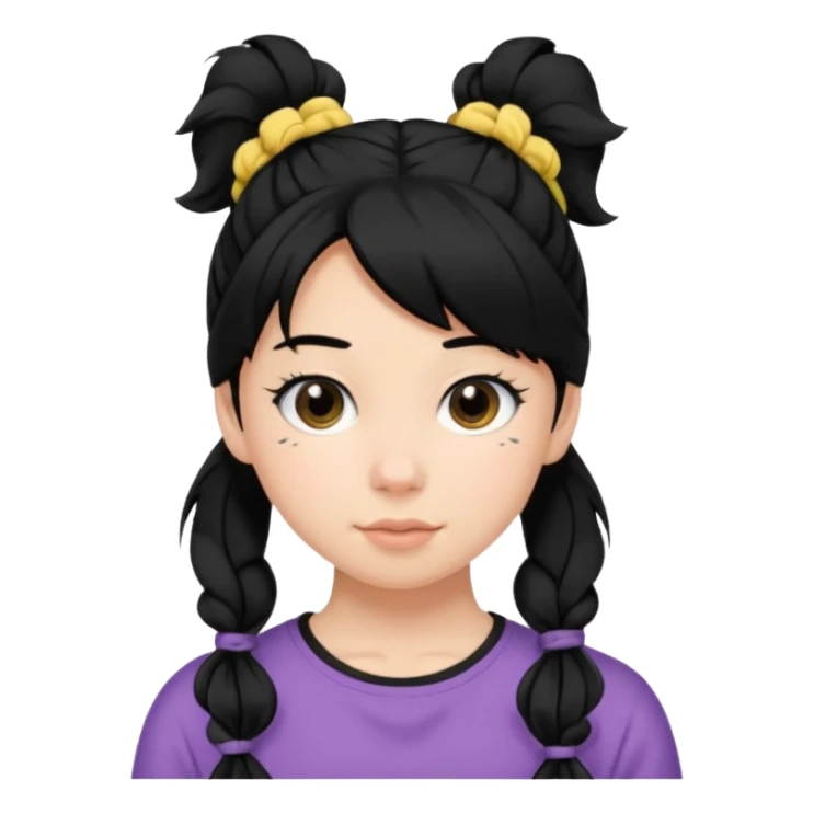Teen girl with scrunchie ponytail black hair sticker
