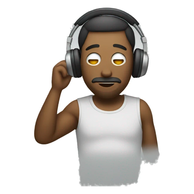 Drunk man listening to music sticker