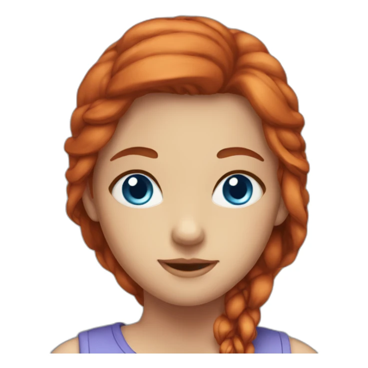 Girl Long Red head blue eyes full face sticker
