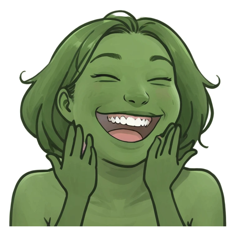 girl with hands around neck laughing  sticker