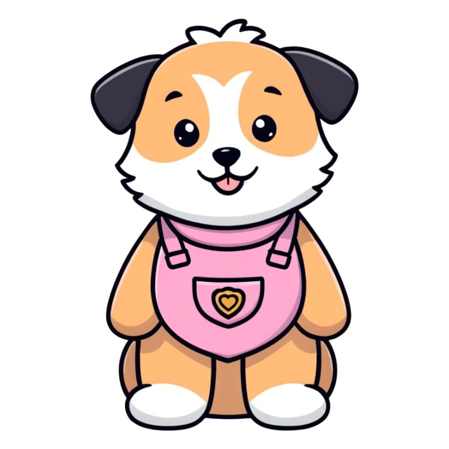 The cute Teddy dog is wearing a pink bib. sticker
