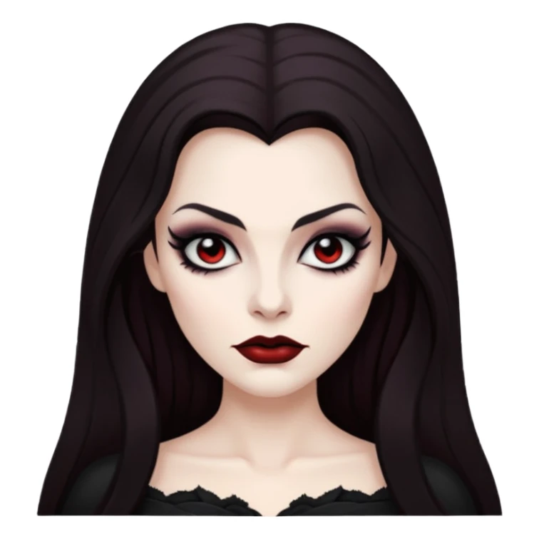 Vampira with long dark brown hair sticker