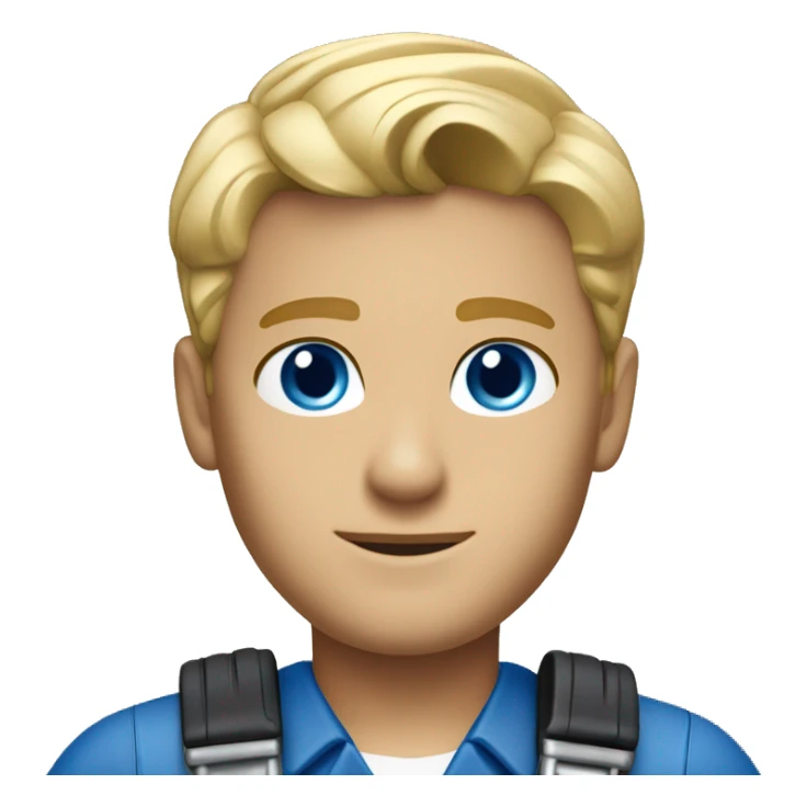 janitor with blonde hair blue eyes uniform designed by hugo boss sticker