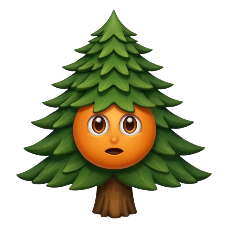 sapin avec deux gros yeux orange, pas de bouche sticker