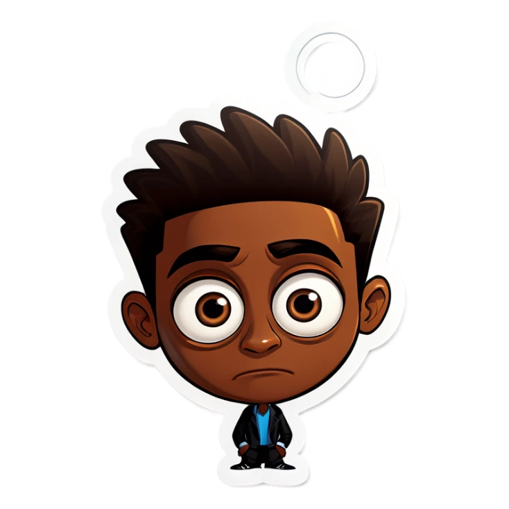 Black guy with twist with big eyes sticker