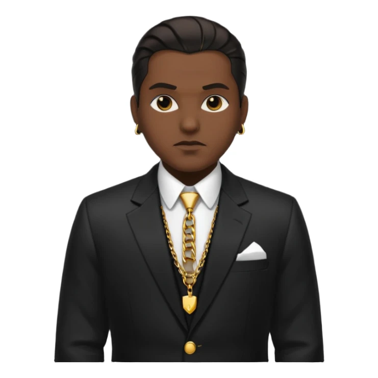 Mob boss in black suit, slick hair, gold chain, sticker