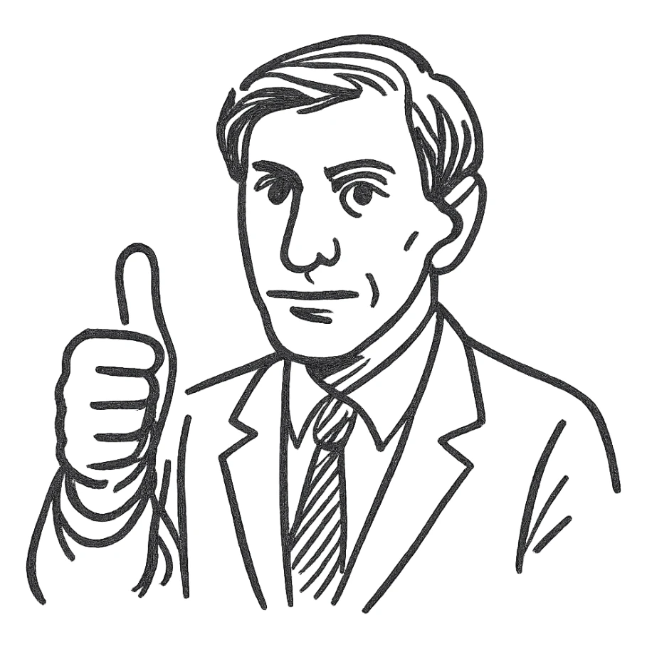 Bobby Fischer giving a thumbs up sticker