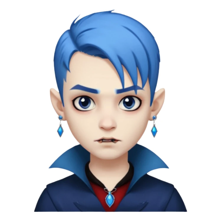 boy wampire with blue hair and face tattooed and extra big earing sticker
