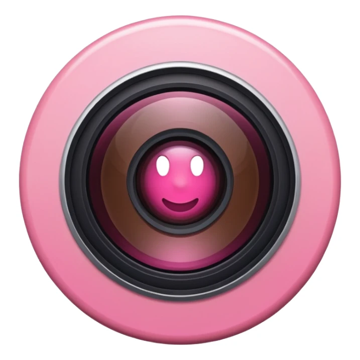 A round camera lens, apple emoji style, minimalist, with highlights, no faces, pink, variant 5 sticker