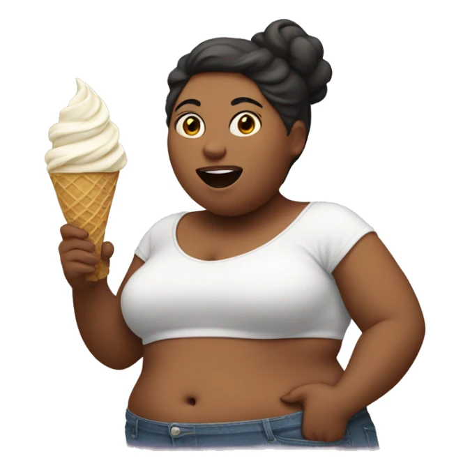 Fat woman, eating ice cream sticker