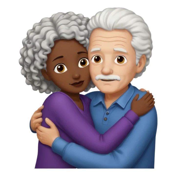 White no hiar Old man hugging dack skin curly hair woman sticker