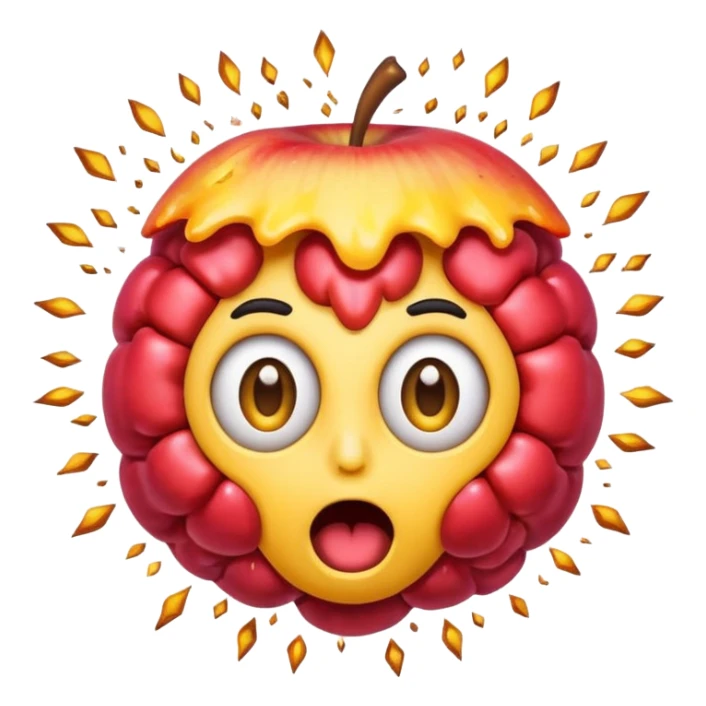 shocked emoji with an exploding colorful brain, wide eyes, open mouth, closely matching the style and expression of the apple emoji 🤯 sticker