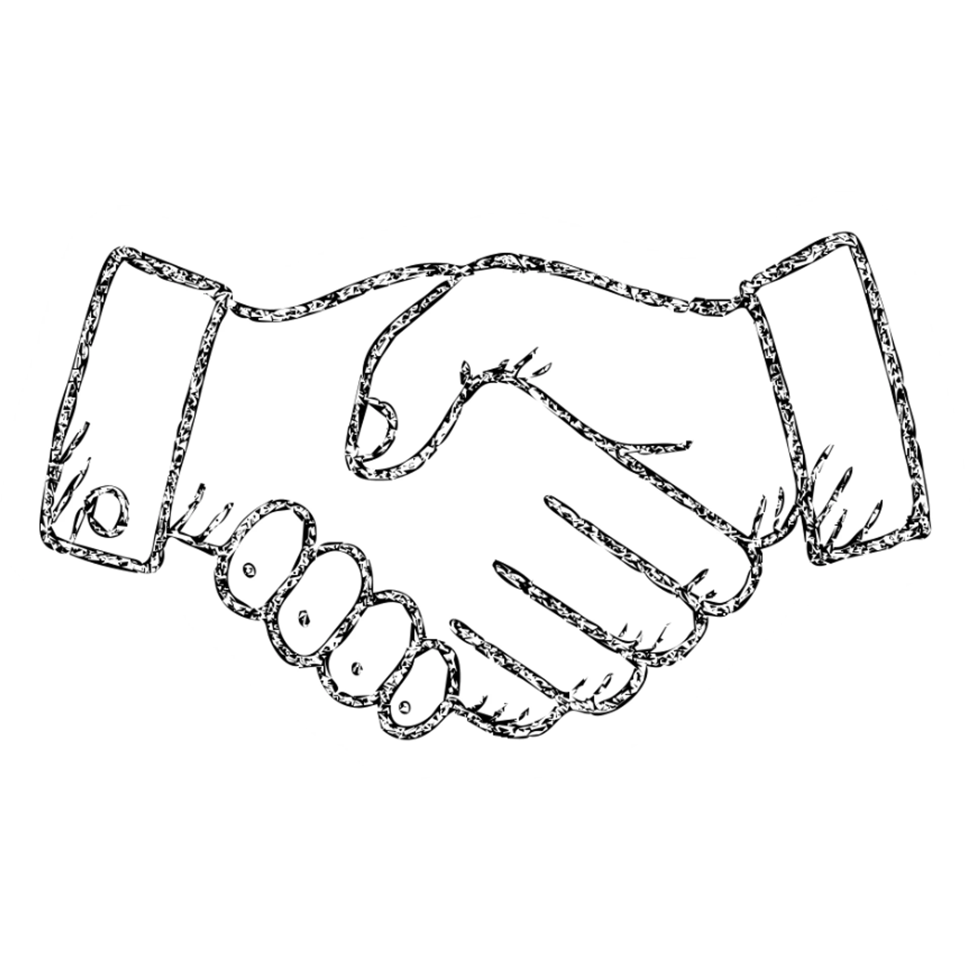 hand-drawn outlined handshake icon sticker
