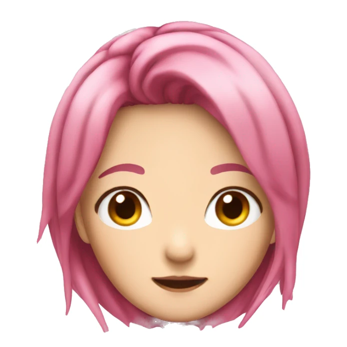 pink haired japanese woman anime sticker