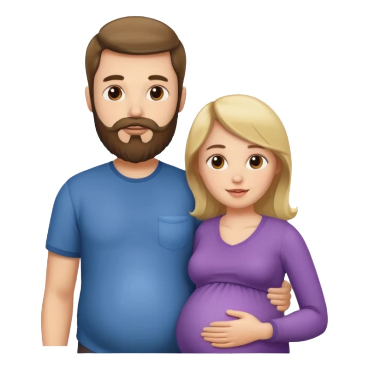 Una mujer embarazada y un hombre con barba  sticker