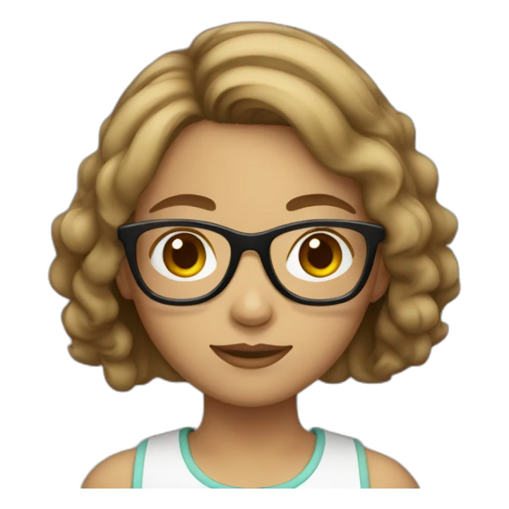 Girl with short light brown hair and glasses sticker