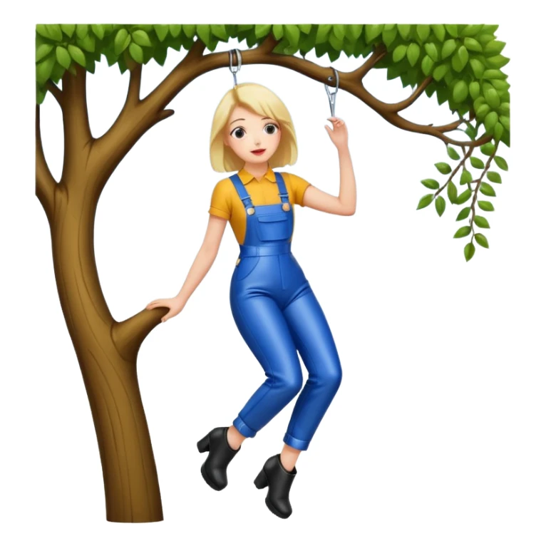 Hanging Wedgie on Tree in Highwaisted Latex Overalls sticker