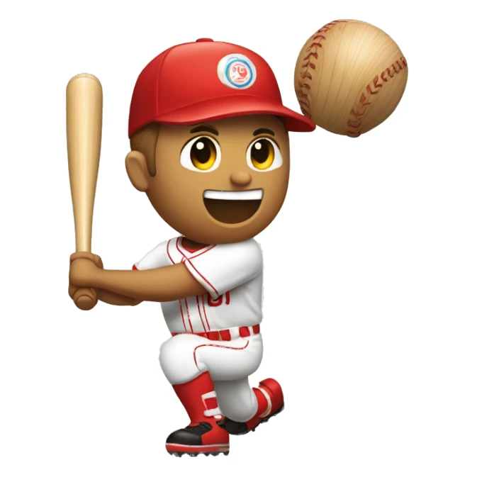 Un bate de béisbol de madera bateando una pelota solo sticker