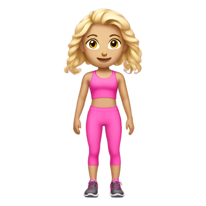 A young blond girl doing a workout with pink workout clothes sticker