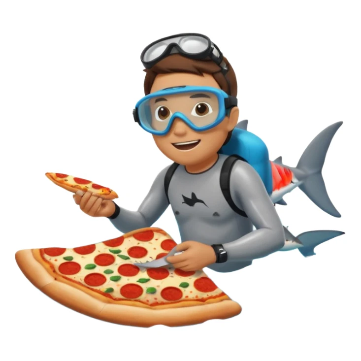 Me eating pizza with a shark in the ocean  sticker