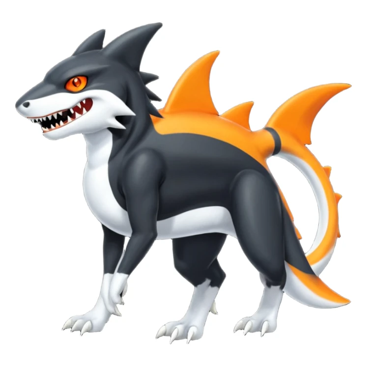 4-legged digitigrade land-shark-landhai-gremz-wickerbeast-vernid-sergal-sharpedo-houndoom-hybrid-fusion-creature, full body sticker