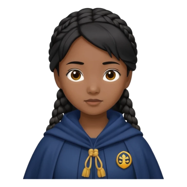 braid black hair, asian girl, navy cloak sticker