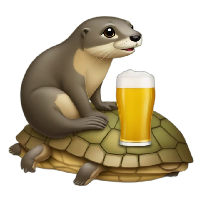 Loutre sur une tortue qui boit un bière sticker