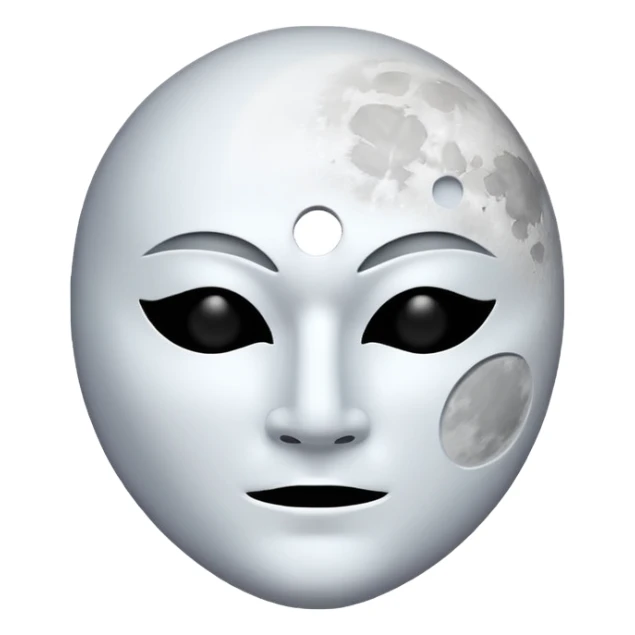 blank white no-mouth-hole masculine mask moon crescent hole  on forehead  sticker