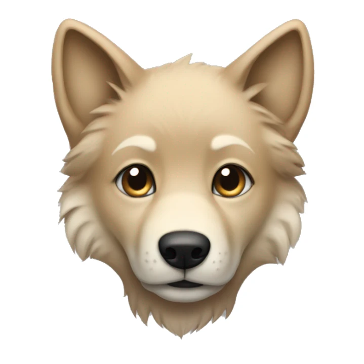 a light brown puppy-like wolf with black hair on its ears sticker