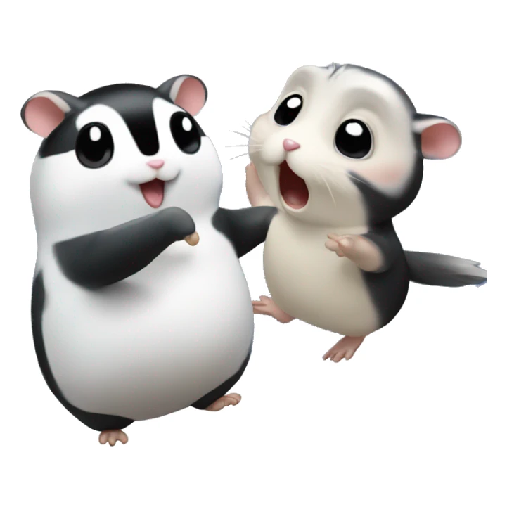 Hamster dancing with a penguin on top of a mountain  sticker