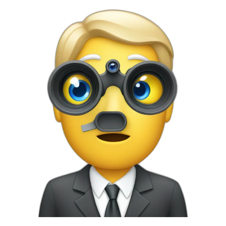 a white business man in tie looking through a long binocular sticker