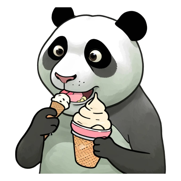 Panda eating ice cream sticker